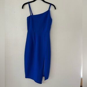 Lulus Cobalt Blue Sleeveless Asymmetrical Cocktail Dress Size Small S